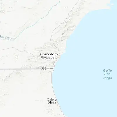 Map showing location of Comodoro Rivadavia (-45.864130, -67.496560)