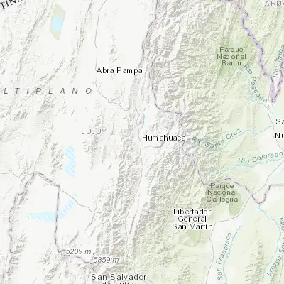 Map showing location of Humahuaca (-23.205440, -65.350480)