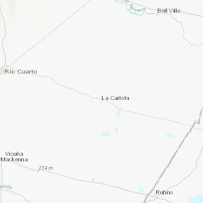 Map showing location of La Carlota (-33.419930, -63.297690)