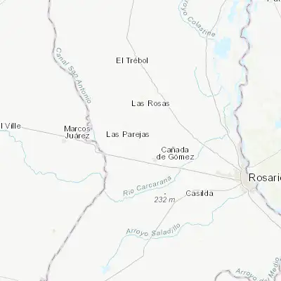 Map showing location of Las Parejas (-32.684780, -61.516370)