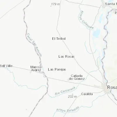 Map showing location of Las Rosas (-32.476610, -61.580410)