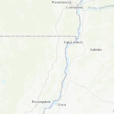 Map showing location of Las Toscas (-28.352900, -59.257950)