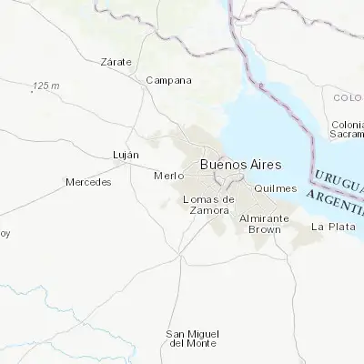 Map showing location of Merlo (-34.666270, -58.729270)