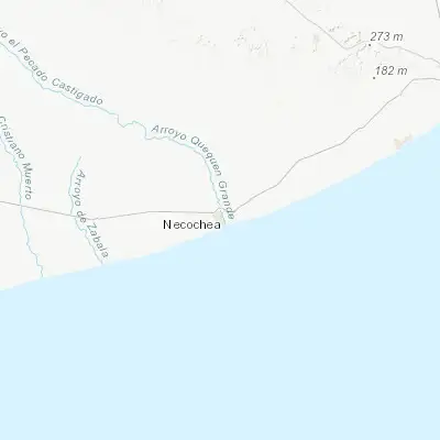 Map showing location of Necochea (-38.554500, -58.739610)