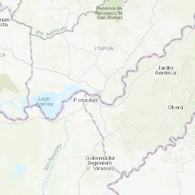 Map showing location of Posadas (-27.367080, -55.896080)
