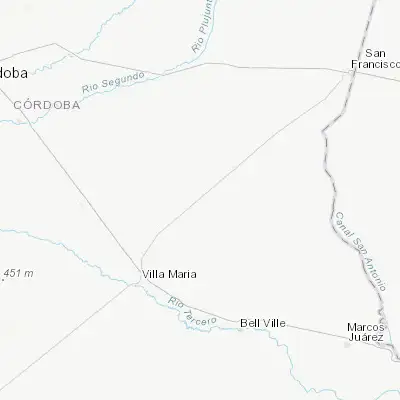 Map showing location of Pozo del Molle (-32.018600, -62.919840)