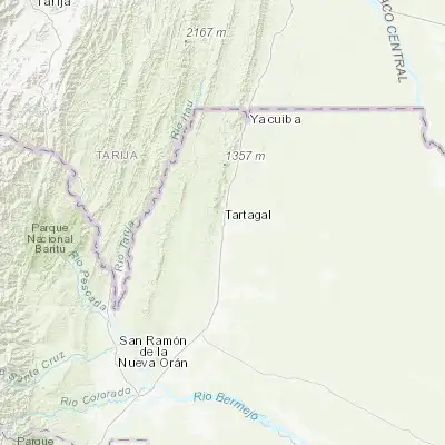 Map showing location of Tartagal (-22.516370, -63.801310)
