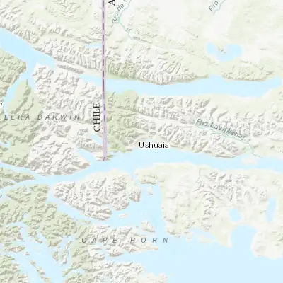 Map showing location of Ushuaia (-54.810840, -68.315910)