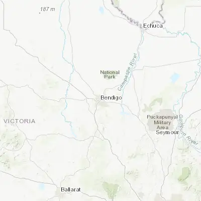 Map showing location of Bendigo (-36.758180, 144.280240)