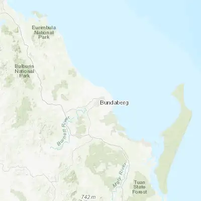 Map showing location of Bundaberg (-24.866210, 152.347900)