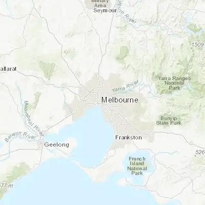 Map showing location of East Melbourne (-37.816670, 144.987900)