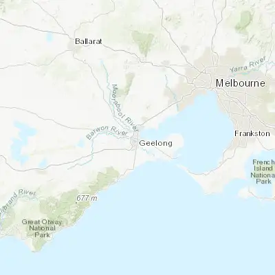 Map showing location of Geelong West (-38.138880, 144.348420)