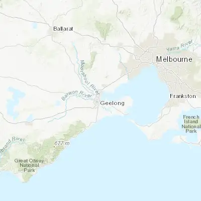 Map showing location of Geelong (-38.147110, 144.360690)