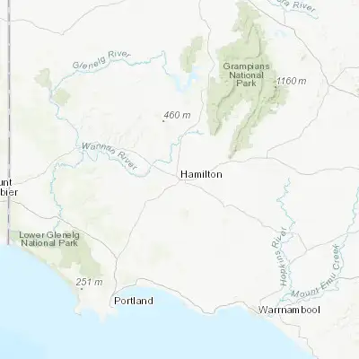 Map showing location of Hamilton (-37.744250, 142.022020)