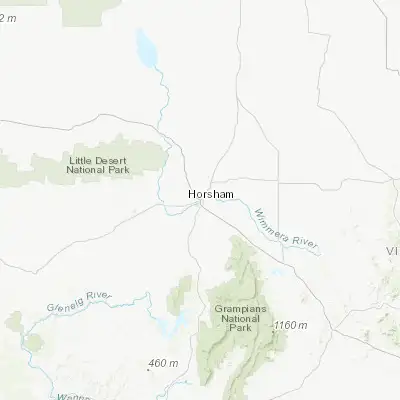 Map showing location of Horsham (-36.711310, 142.199810)