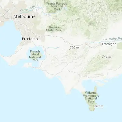 Map showing location of Korumburra (-38.431940, 145.823550)
