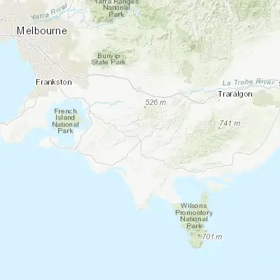 Map showing location of Leongatha (-38.476070, 145.946850)