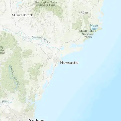 Map showing location of Newcastle (-32.929530, 151.780100)