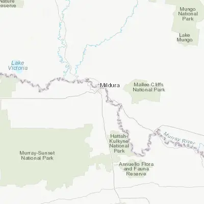 Map showing location of Red Cliffs (-34.309420, 142.189710)
