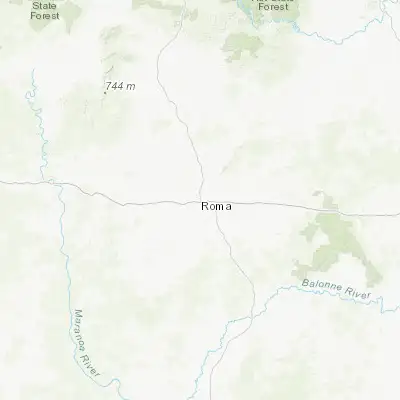 Map showing location of Roma (-26.567410, 148.787510)