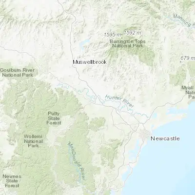 Map showing location of Singleton (-32.567420, 151.166030)