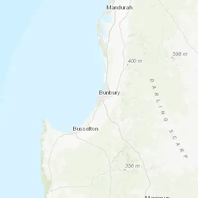 Map showing location of South Bunbury (-33.349100, 115.633590)