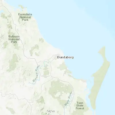 Map showing location of Thabeban (-24.900000, 152.350000)