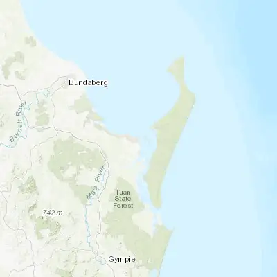 Map showing location of Urangan (-25.292140, 152.905350)