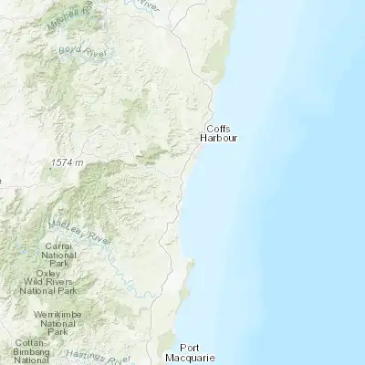 Map showing location of Urunga (-30.497010, 153.014220)