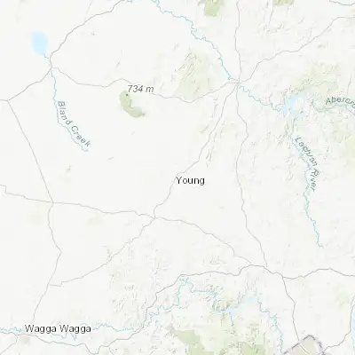Map showing location of Young (-34.313500, 148.301070)