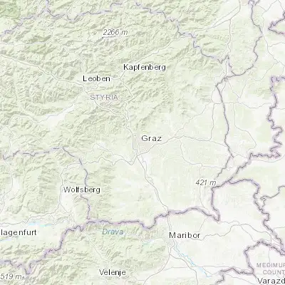 Map showing location of Graz (47.066670, 15.450000)