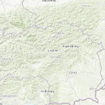 Map showing location of Leoben (47.376500, 15.091440)