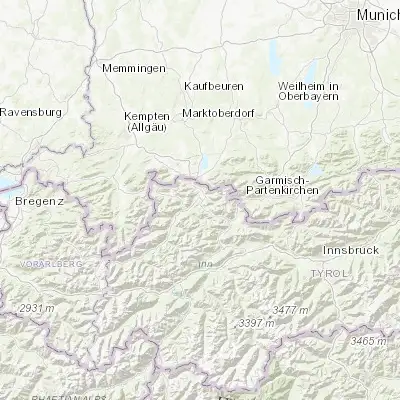 Map showing location of Reutte (47.483330, 10.716670)