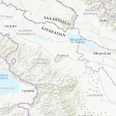 Map showing location of Ganja (40.682780, 46.360560)