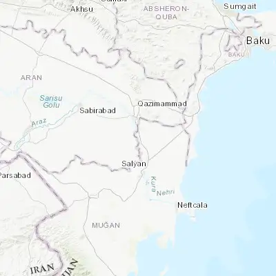 Map showing location of Qaraçala (39.816140, 48.937920)