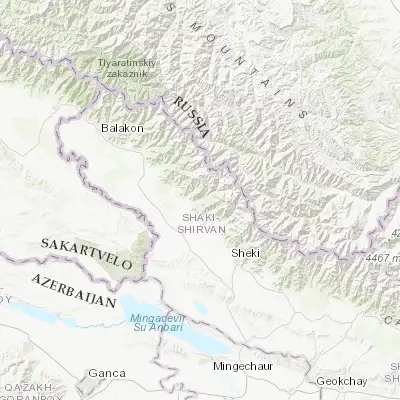 Map showing location of Qaxbaş (41.432540, 46.964600)