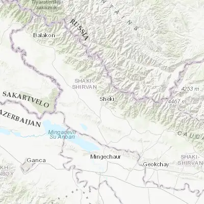 Map showing location of Sheki (41.191940, 47.170560)