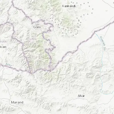 Map showing location of Zangilan (39.083710, 46.659880)