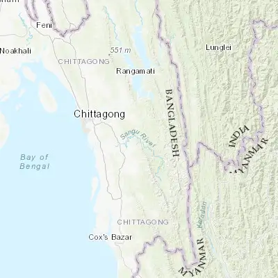 Map showing location of Bāndarban (22.195340, 92.219460)