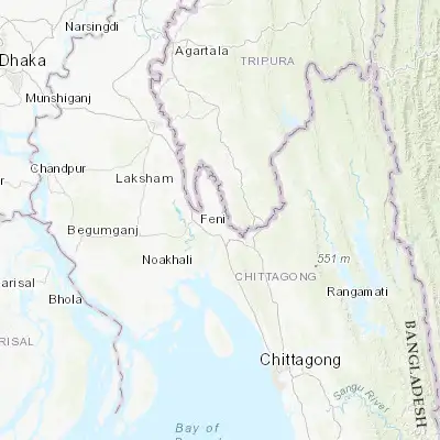 Map showing location of Chhāgalnāiya (23.024750, 91.510910)