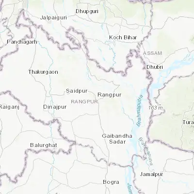 Map showing location of Rangpur (25.746640, 89.251660)