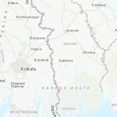 Map showing location of Sātkhira (22.708170, 89.071850)