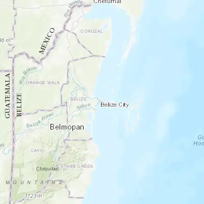 Map showing location of Belize City (17.499520, -88.197560)