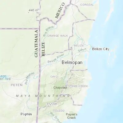 Map showing location of Belmopan (17.250000, -88.766670)