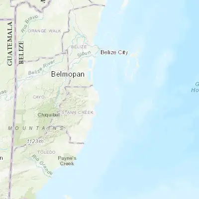 Map showing location of Dangriga (16.969700, -88.233130)