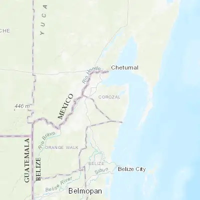 Map showing location of Little Belize (18.198000, -88.407920)