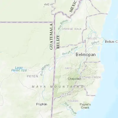 Map showing location of San Ignacio (17.158800, -89.069600)