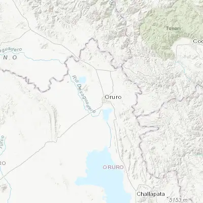 Map showing location of Oruro (-17.983330, -67.150000)