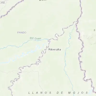 Map showing location of Riberalta (-11.006540, -66.063120)