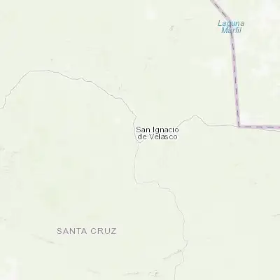 Map showing location of San Ignacio de Velasco (-16.366670, -60.950000)